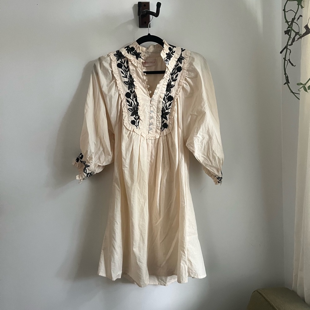 Embroidered mini dress tunic
